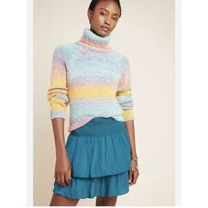 Anthropologie T. LA Rainbow Knit Turtleneck Sweater Size XS Multicolor